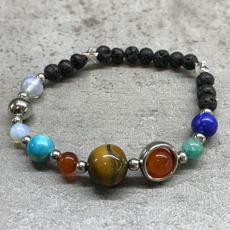 Lava Stone Bracelet - Silver Solar System - SHAMTAM.COM