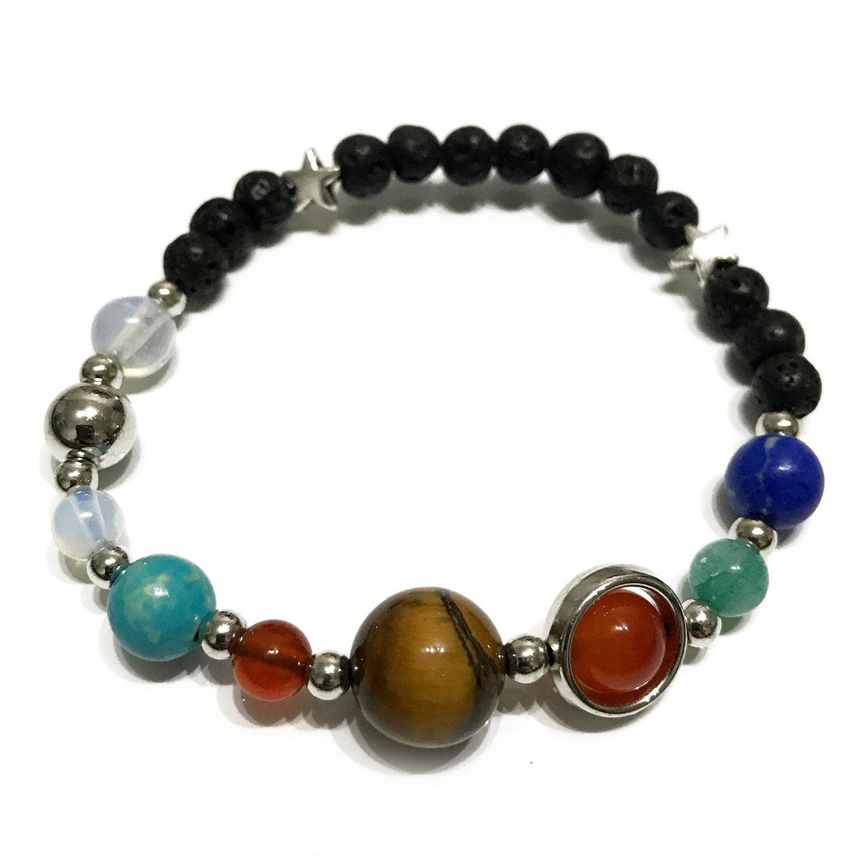 Lava Stone Bracelet - Silver Solar System - SHAMTAM.COM