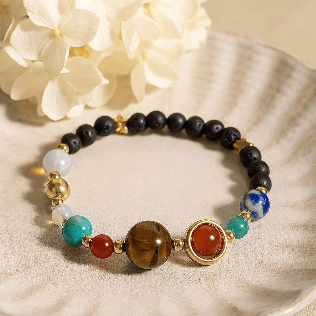 Lava Stone Bracelet - Solar System Gold - SHAMTAM.COM