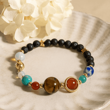 Lava sten armband – solsystem guld