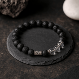 Lava Stone Tribal Bracelet with Rock Quartz - SHAMTAM.COM