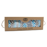 Luxury Lavender Wheat Bag in blue patterned fabric gift box with rope handles