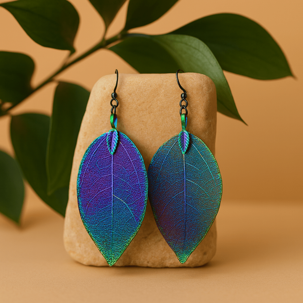 Leaf Earrings Pair Real Leaf Multicolour - SHAMTAM.COM