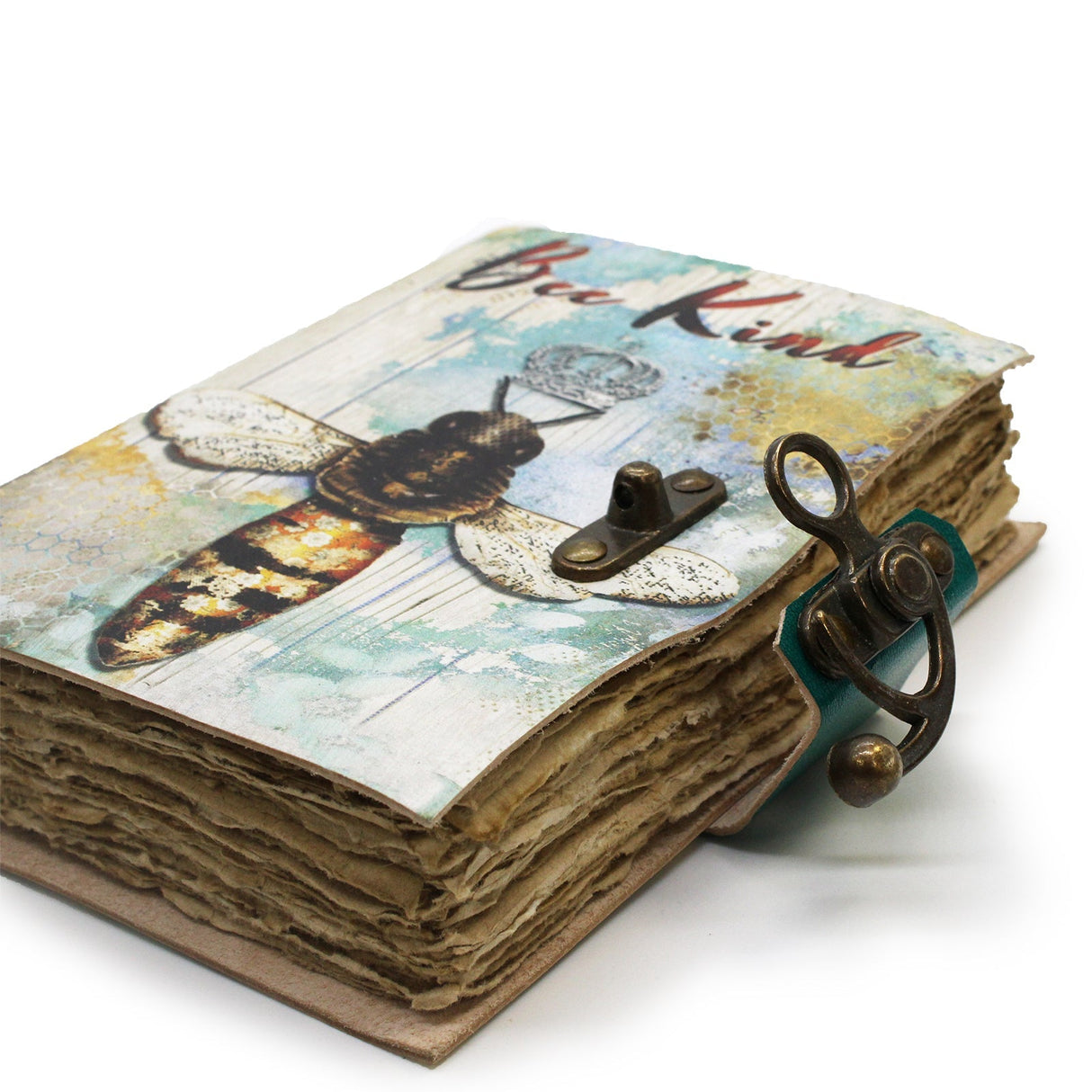 Leather "Bee Kind" Deckle - edge Notebook (7x5") - SHAMTAM.COM