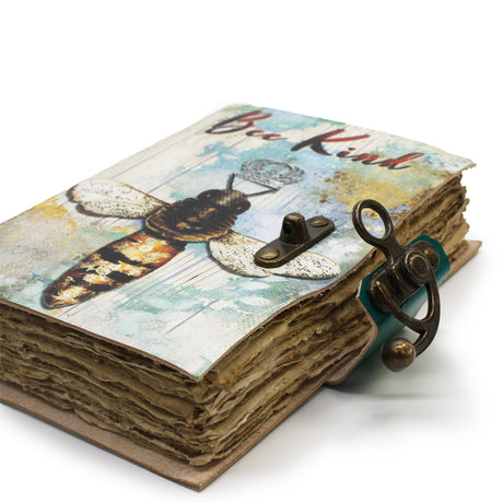 Leather "Bee Kind" Deckle - edge Notebook (7x5") - SHAMTAM.COM