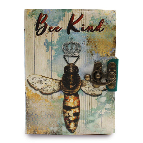 Leather "Bee Kind" Deckle - edge Notebook (7x5") - SHAMTAM.COM