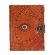 Handcrafted Leather Journal with Evil Eye Design - 160 Deckle Edge Pages, 20x15cm - Vintage Steampunk Notebook with Metal Clasp - SHAMTAM.COM