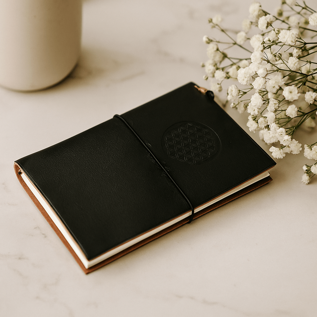 Leather Journal, Flower of Life Green 80 Pages - SHAMTAM.COM