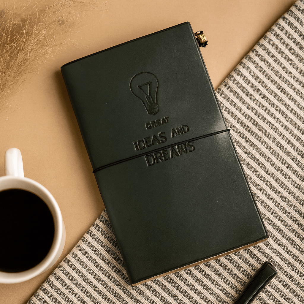 Leather Journal - Grey 80 Blank Pages - SHAMTAM.COM