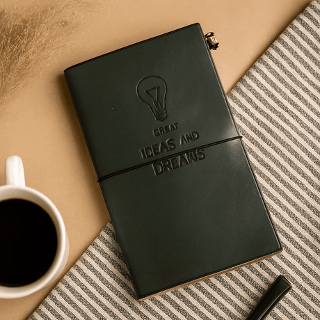 Leather Journal - Grey 80 Blank Pages - SHAMTAM.COM