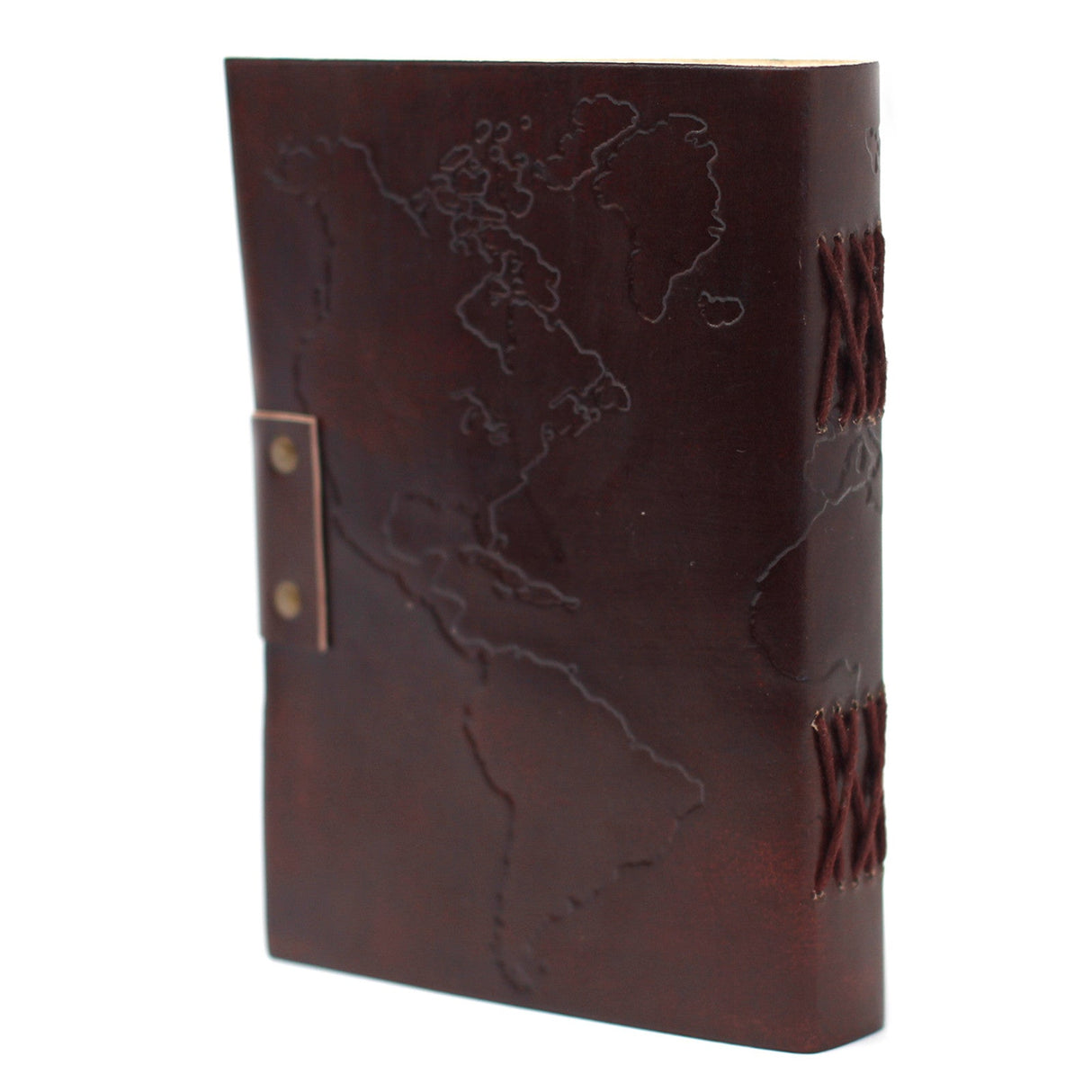 Leather Notebook World Map & Stitching (7x5") - SHAMTAM.COM