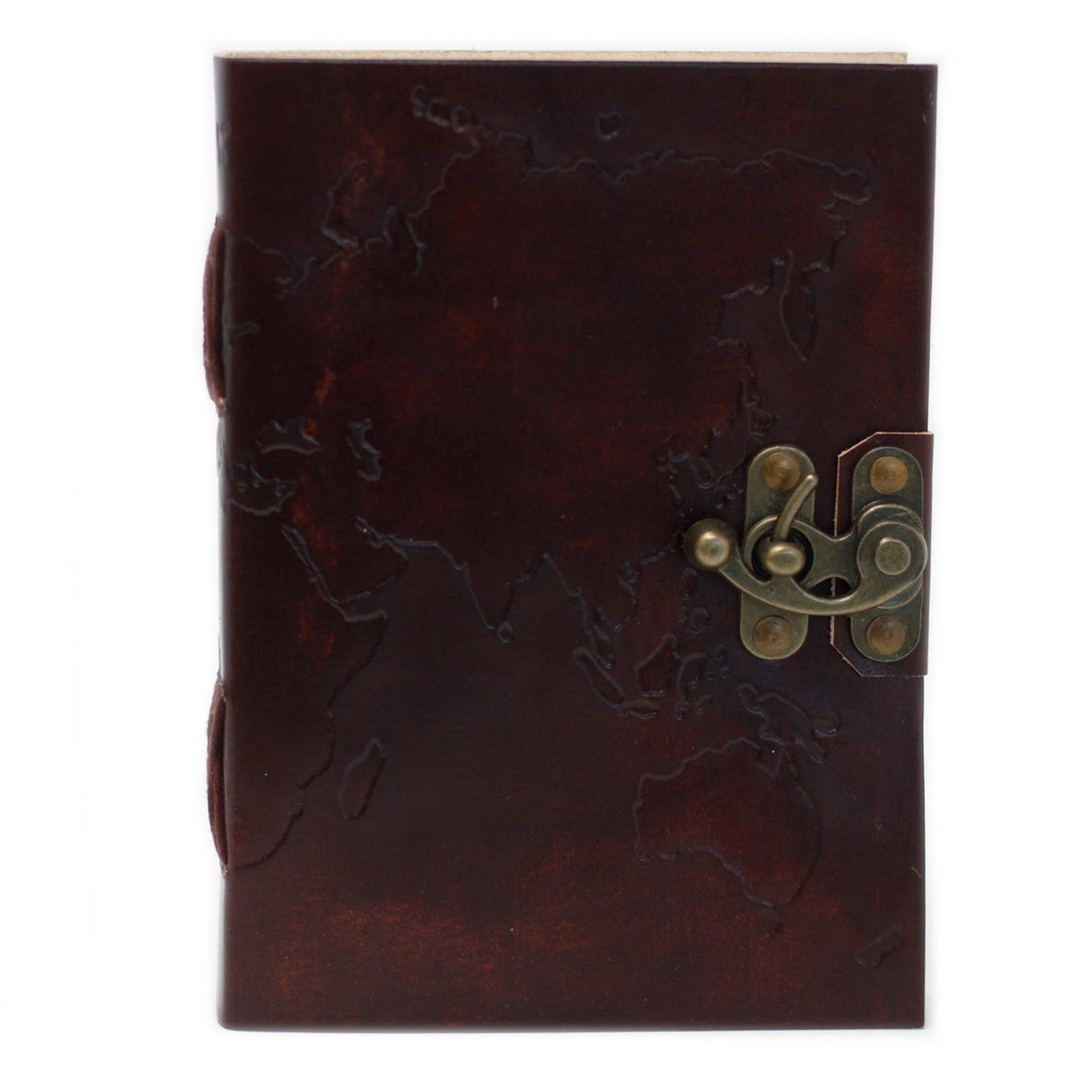 Leather Notebook World Map & Stitching (7x5") - SHAMTAM.COM