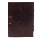 Leather Notebook World Map & Stitching (7x5") - SHAMTAM.COM