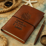 Leather Journal Travel The World Brown 80 Pages - SHAMTAM.COM