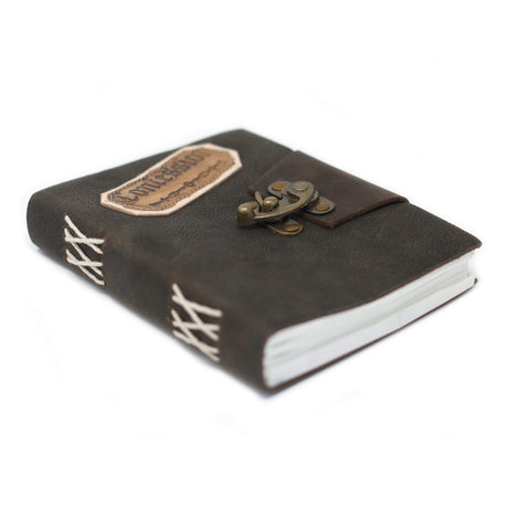Leather Black Confessions with Lock Notebook (7x5") - SHAMTAM.COM