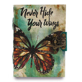 Leather "Never Hide Your Wings" Deckle - edge Notebook (7x5") - SHAMTAM.COM