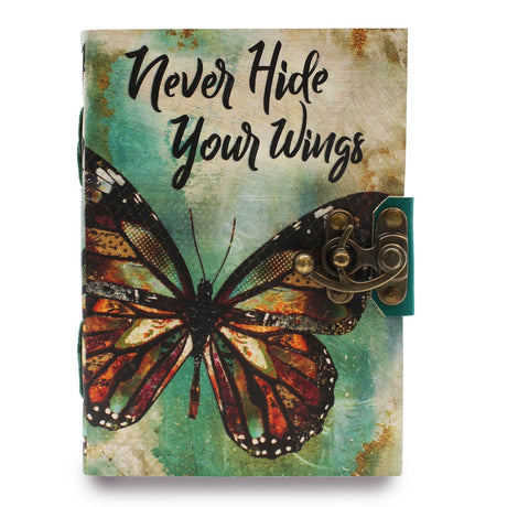 Leather "Never Hide Your Wings" Deckle - edge Notebook (7x5") - SHAMTAM.COM
