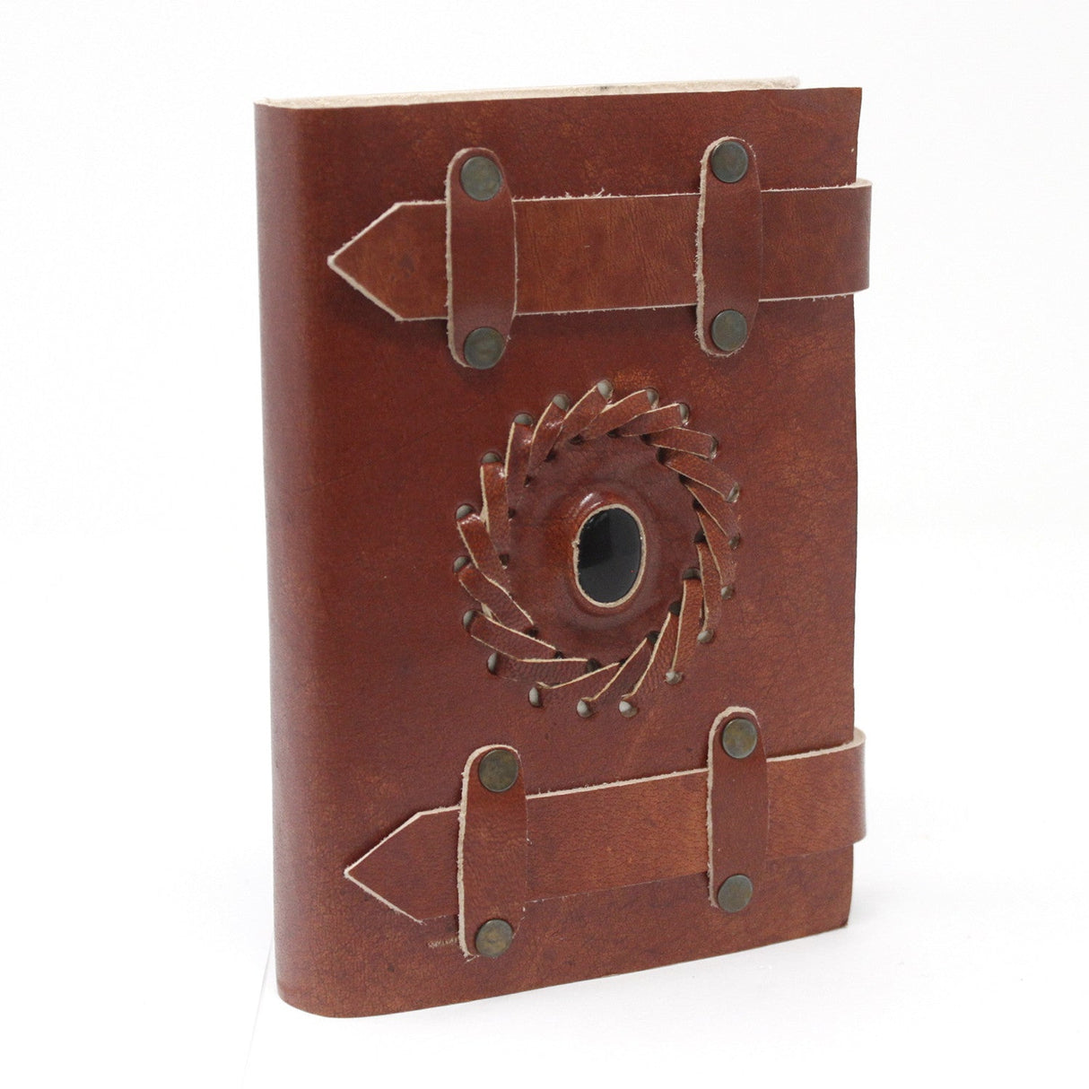 Leather Notebook Black Onyx with Belts (6x4") - SHAMTAM.COM
