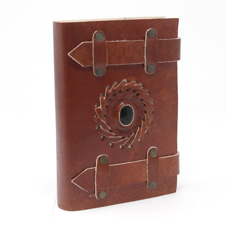 Leather Notebook Black Onyx with Belts (6x4") - SHAMTAM.COM
