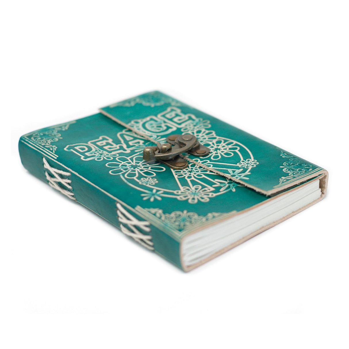 Leather Notebook Green Peace with Lock (7x5") - SHAMTAM.COM