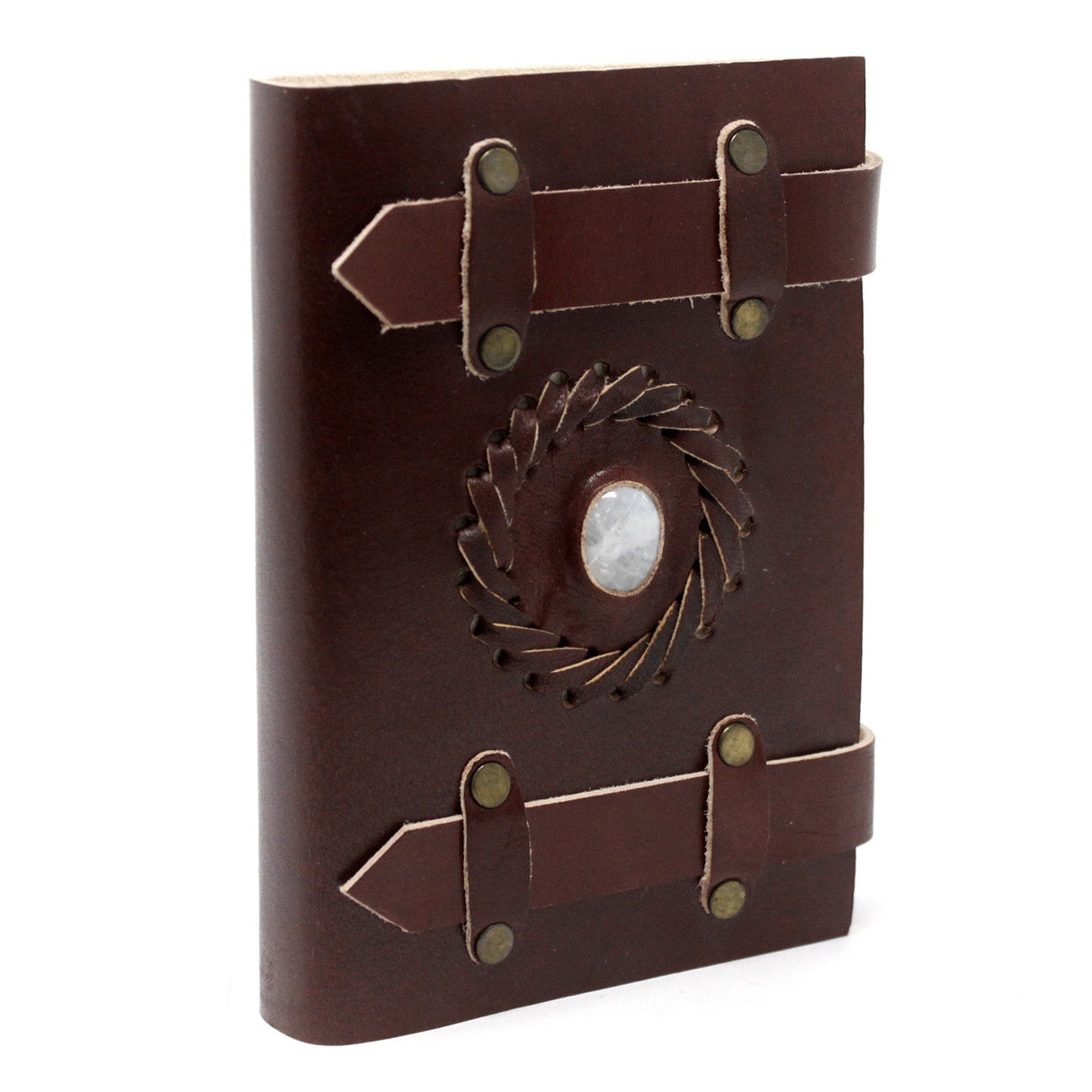 Leather Notebook Moonstone with Belts (6x4") - SHAMTAM.COM
