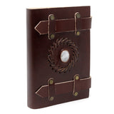 Leather Notebook Moonstone with Belts (6x4") - SHAMTAM.COM