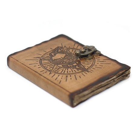 Leather Notebook Pentagon & Skull with Burns Detail (7x5") - SHAMTAM.COM