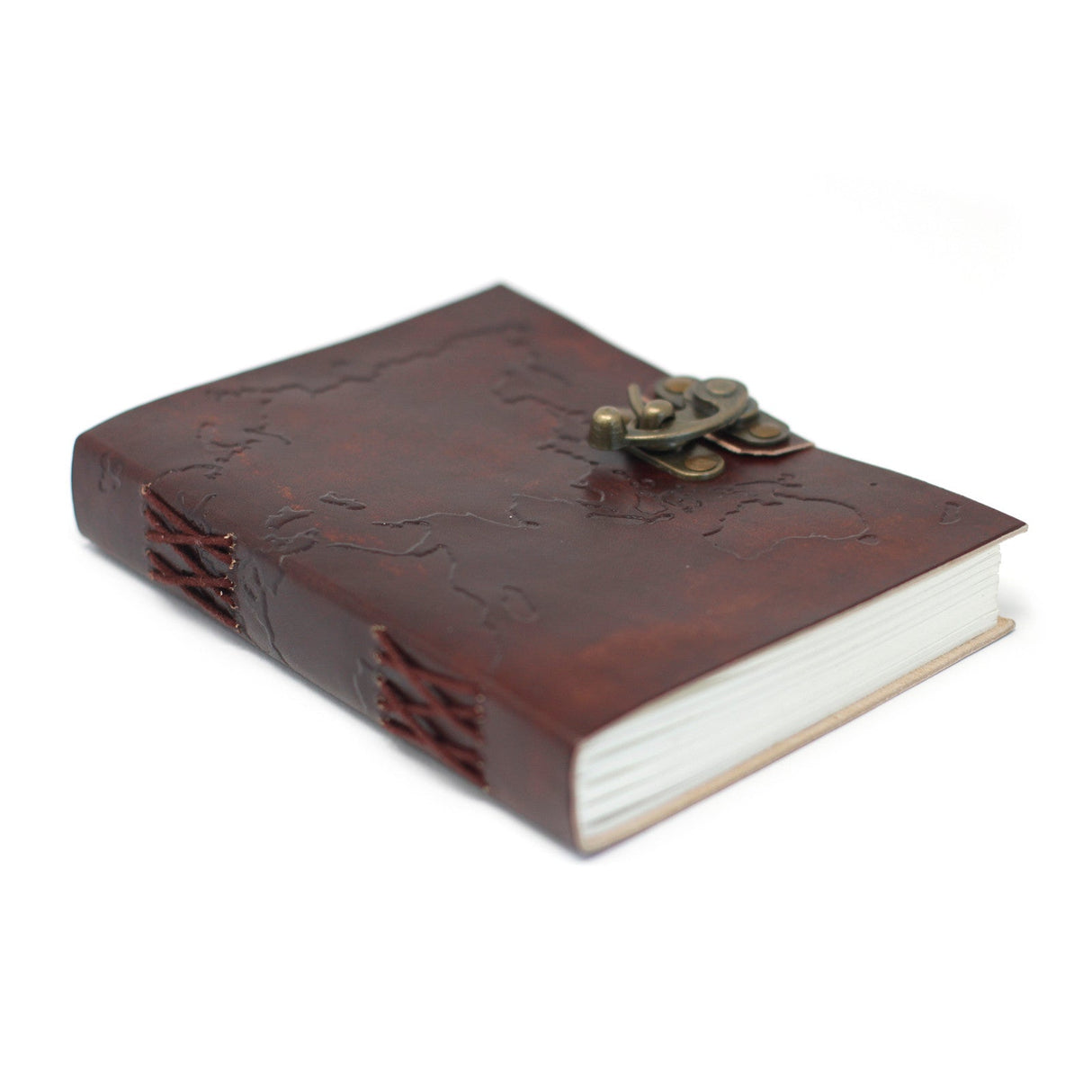 Leather Notebook World Map & Stitching (7x5") - SHAMTAM.COM