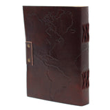 Leather Notebook World Map & Stitching (7x5") - SHAMTAM.COM