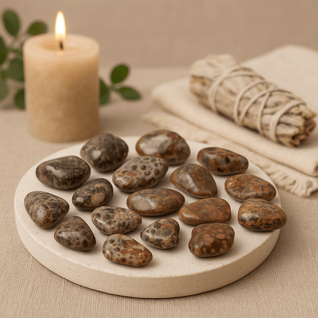 Leopard Skin Tumbled Stones, 24 Pieces - SHAMTAM.COM