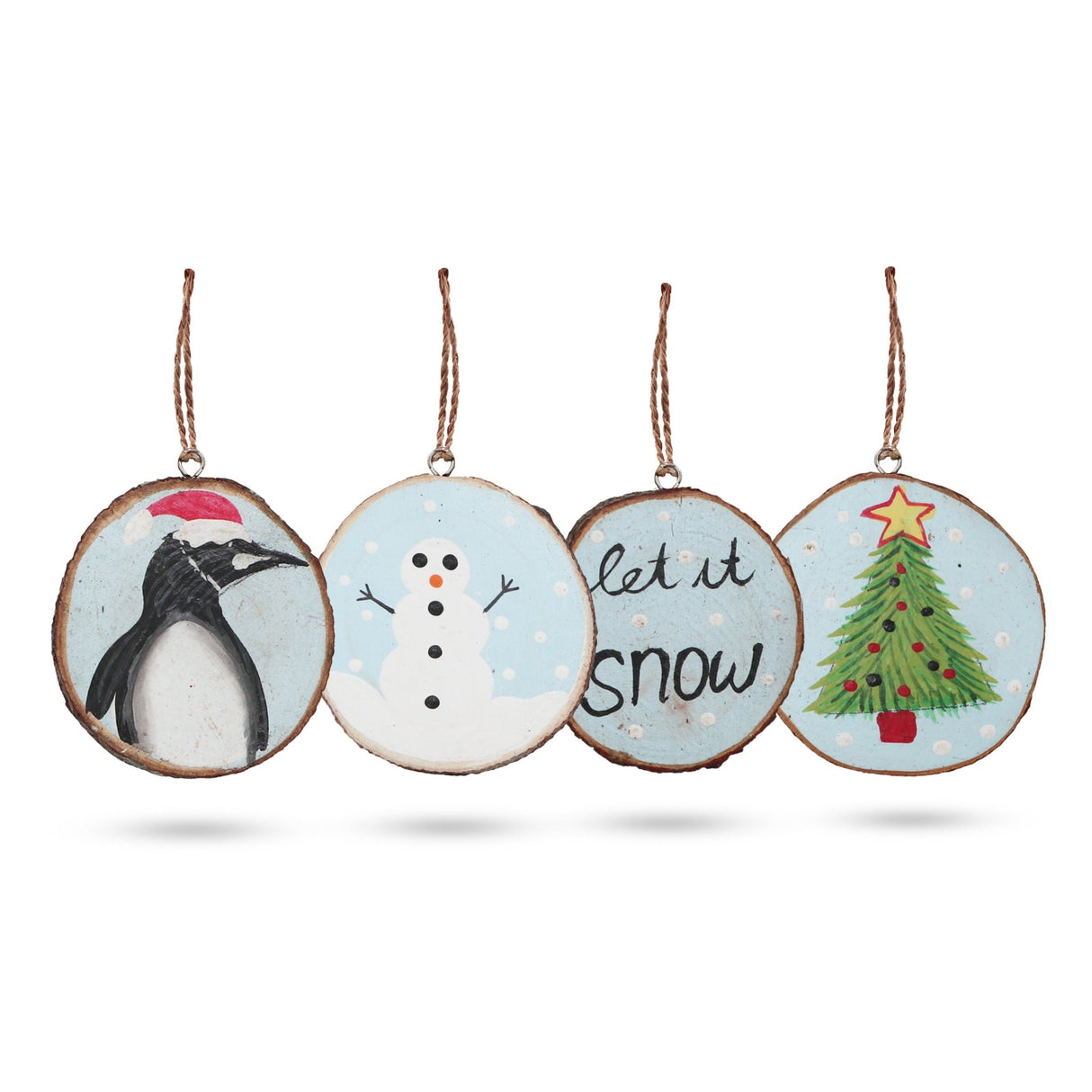 Let it Snow - Hand Painted Log Xmas Decor (set of 4) - SHAMTAM.COM