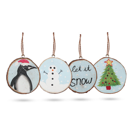 Let it Snow - Hand Painted Log Xmas Decor (set of 4) - SHAMTAM.COM