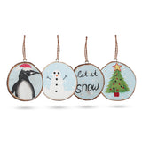 Let it Snow - Hand Painted Log Xmas Decor (set of 4) - SHAMTAM.COM