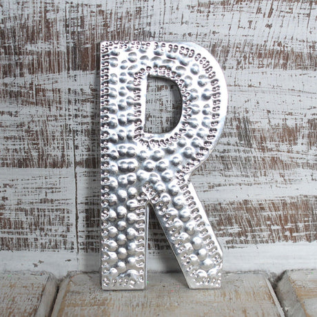 Letter R Wall Decor Hammered Aluminum Small - SHAMTAM.COM