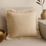 Linen Cushion 60x60cm Fringed - SHAMTAM.COM