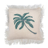 Linen Cushion 60x60cm Palm Tree with Fringe - SHAMTAM.COM