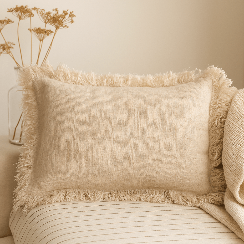 Linen Cushion With Fringe 30x50 cm - SHAMTAM.COM