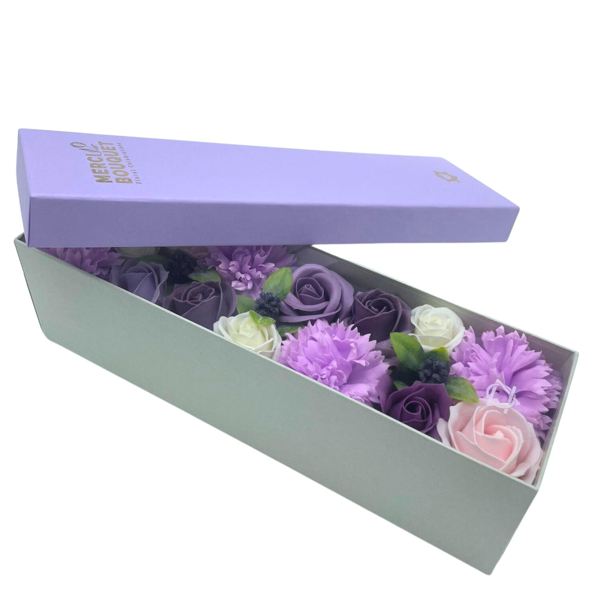 Soap Flowers Long Box - Lavender Rose & Carnation - SHAMTAM.COM