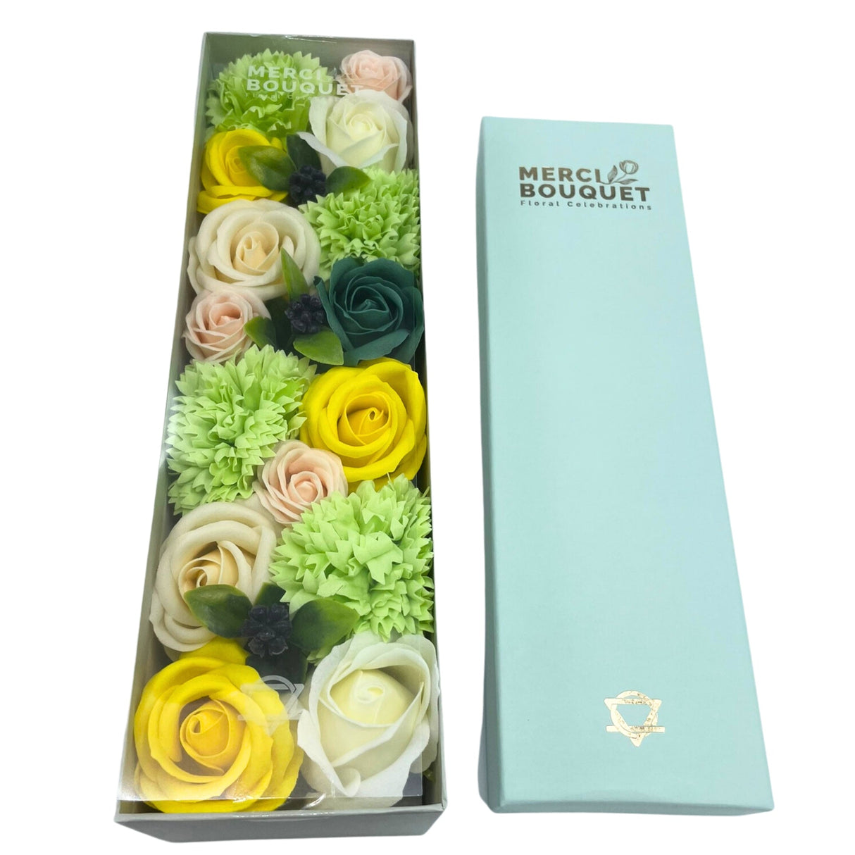 Soap Flowers Long Box - Spring Celebrations - Yellow & Greens - SHAMTAM.COM