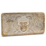 Long Tray 30x15x2.5cm - Buddha Face Whitewash - SHAMTAM.COM
