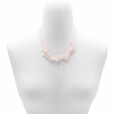 Rose Quartz Necklace - Longstone Gem Crystal - SHAMTAM.COM