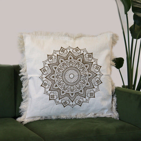 Lotus Mandala Cushion Cover - 60x60cm - bronze - SHAMTAM.COM