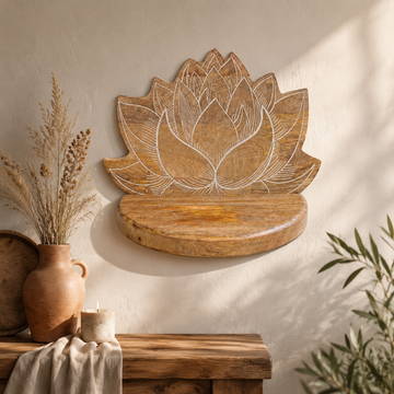 Lotus vägghylla vitlaserad