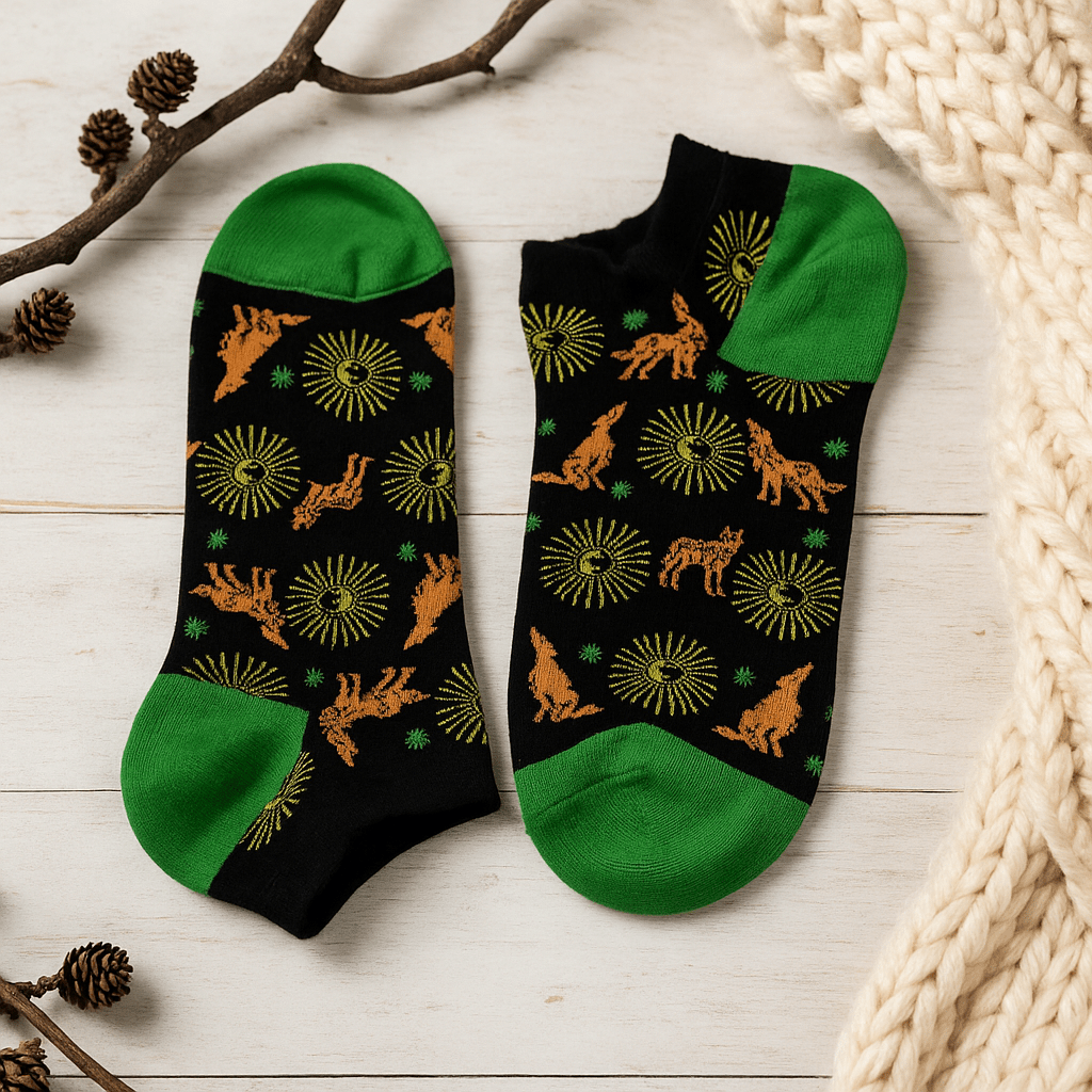 Low Cut Socks S/M 3.5 - 6.5 Moonlight Wolfs - SHAMTAM.COM