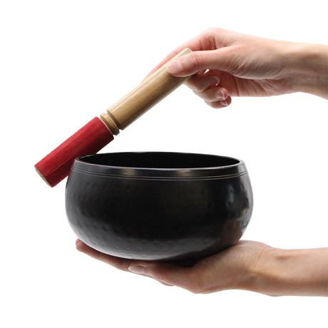 Singing Bowl Black Beaten - 18cm - SHAMTAM.COM