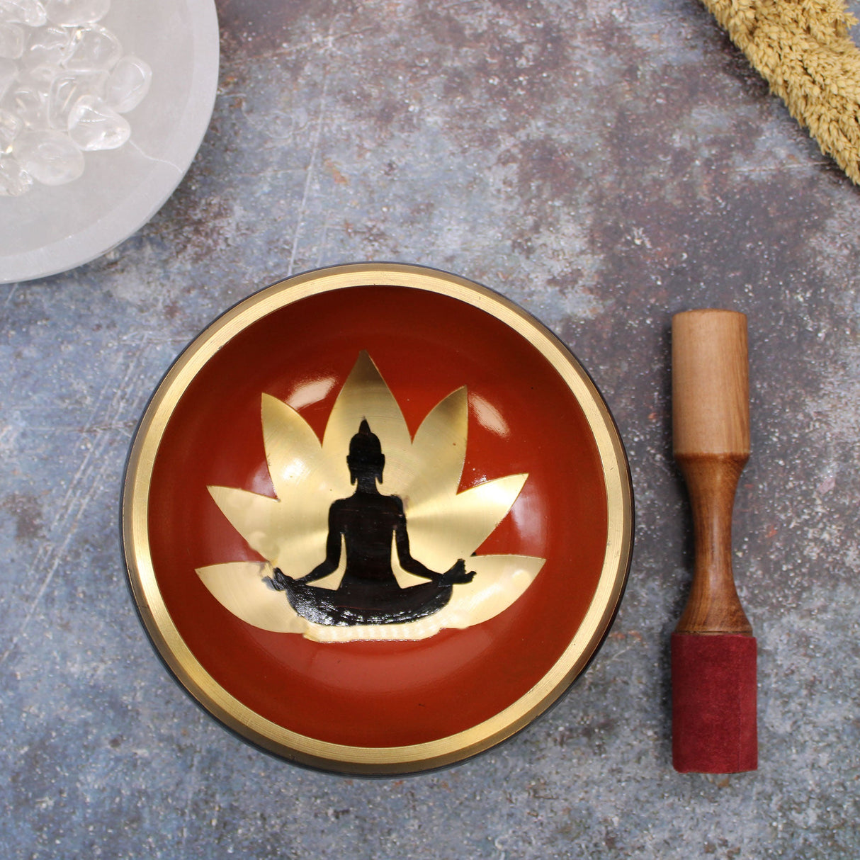 Singing Bowl Set - Buddha Black/Orange 14cm - SHAMTAM.COM