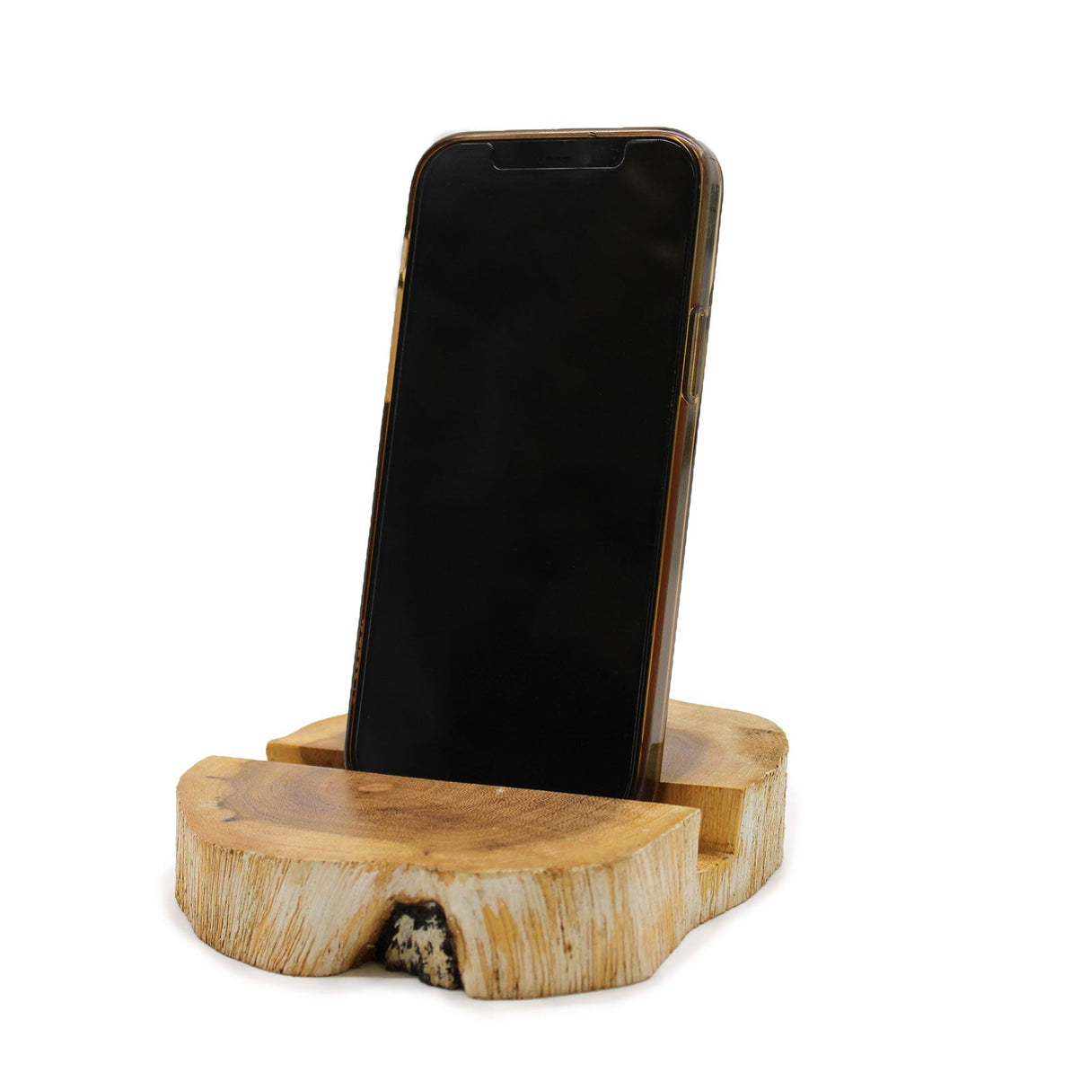 Wood Phone Holder - Gamal Whitewash - SHAMTAM.COM