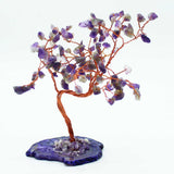 Crystal Tree - Amethyst on Natural Agate Base 100 gemstones - SHAMTAM.COM