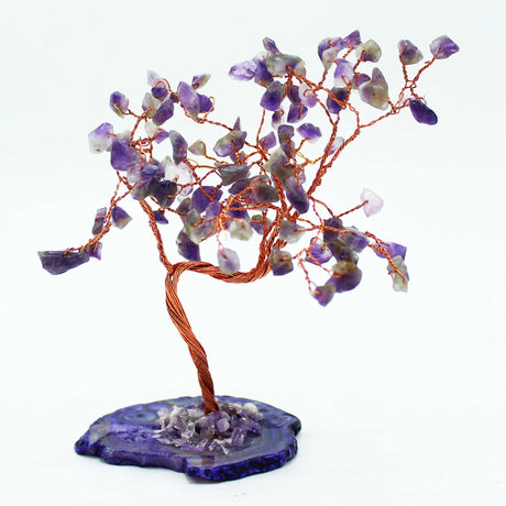 Crystal Tree - Amethyst on Natural Agate Base 100 gemstones - SHAMTAM.COM