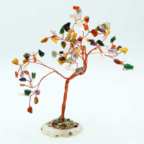 Crystal Tree - Multi Stones on Natural Agate Base 100 gemstones - SHAMTAM.COM